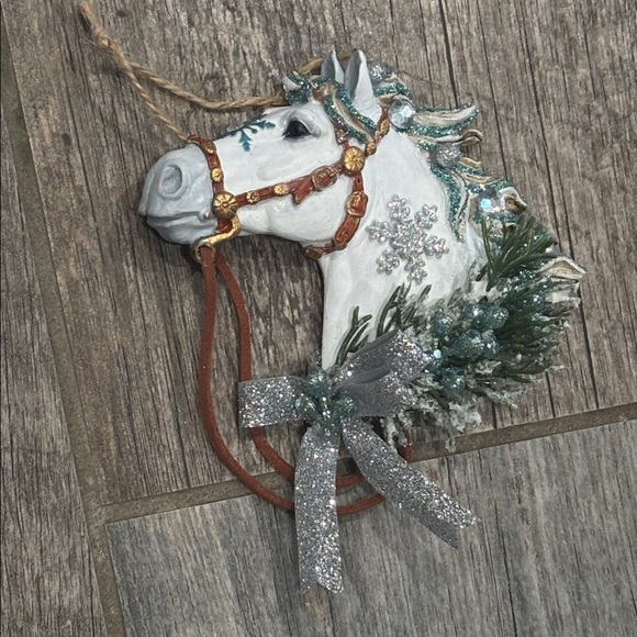 Holiday Horses:”Winter” design. Decorated horse ornament in hand crafted designs - Picture 10 of 12